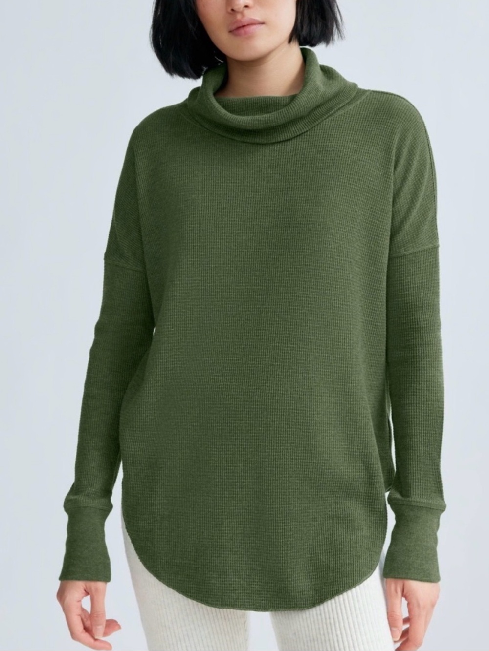 Aritzia Babaton Olive Green Cowl Neck Thermal Top